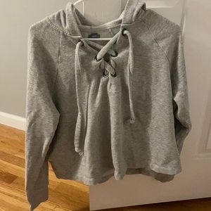 Aerie gray cross cropped hoodie. Barely worn. Excellent condition!
